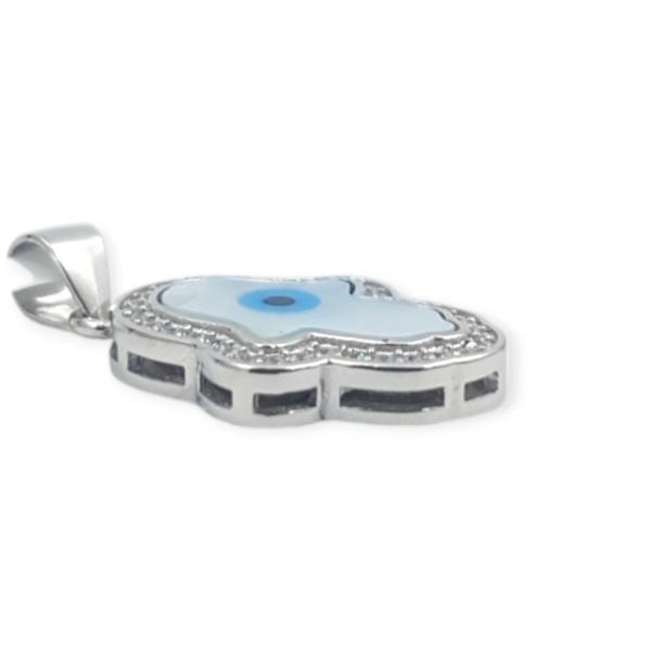 925 Sterling Silver Pendant with Beautiful Evil-Eye and Zerkons